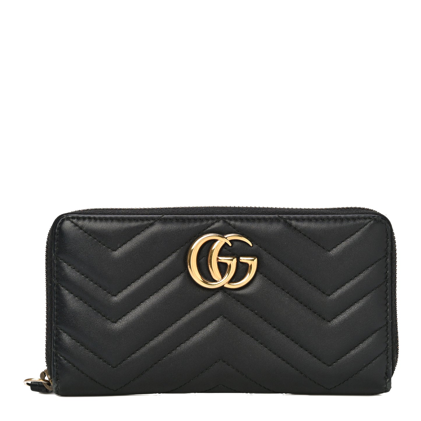 Calfskin Matelasse GG Marmont Zip Around Wallet Black