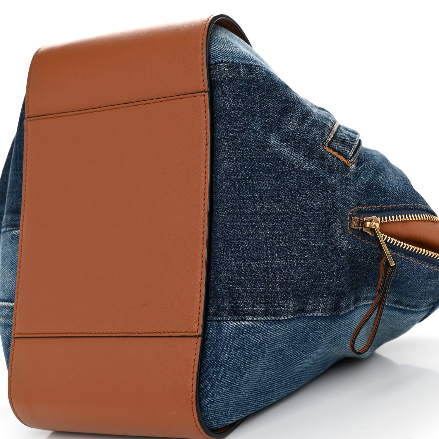 Loewe Calfskin Denim Small Hammock Shoulder Bag Blue Tan 9 of 13