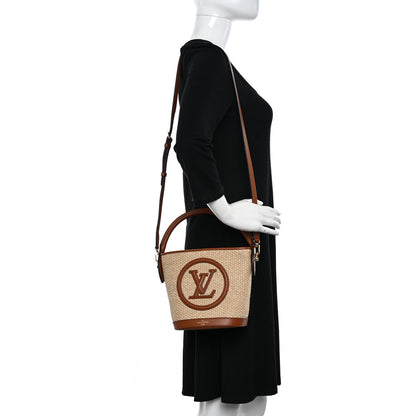 Louis Vuitton Kitted Raffia Petit Bucket Caramel 2 of 9