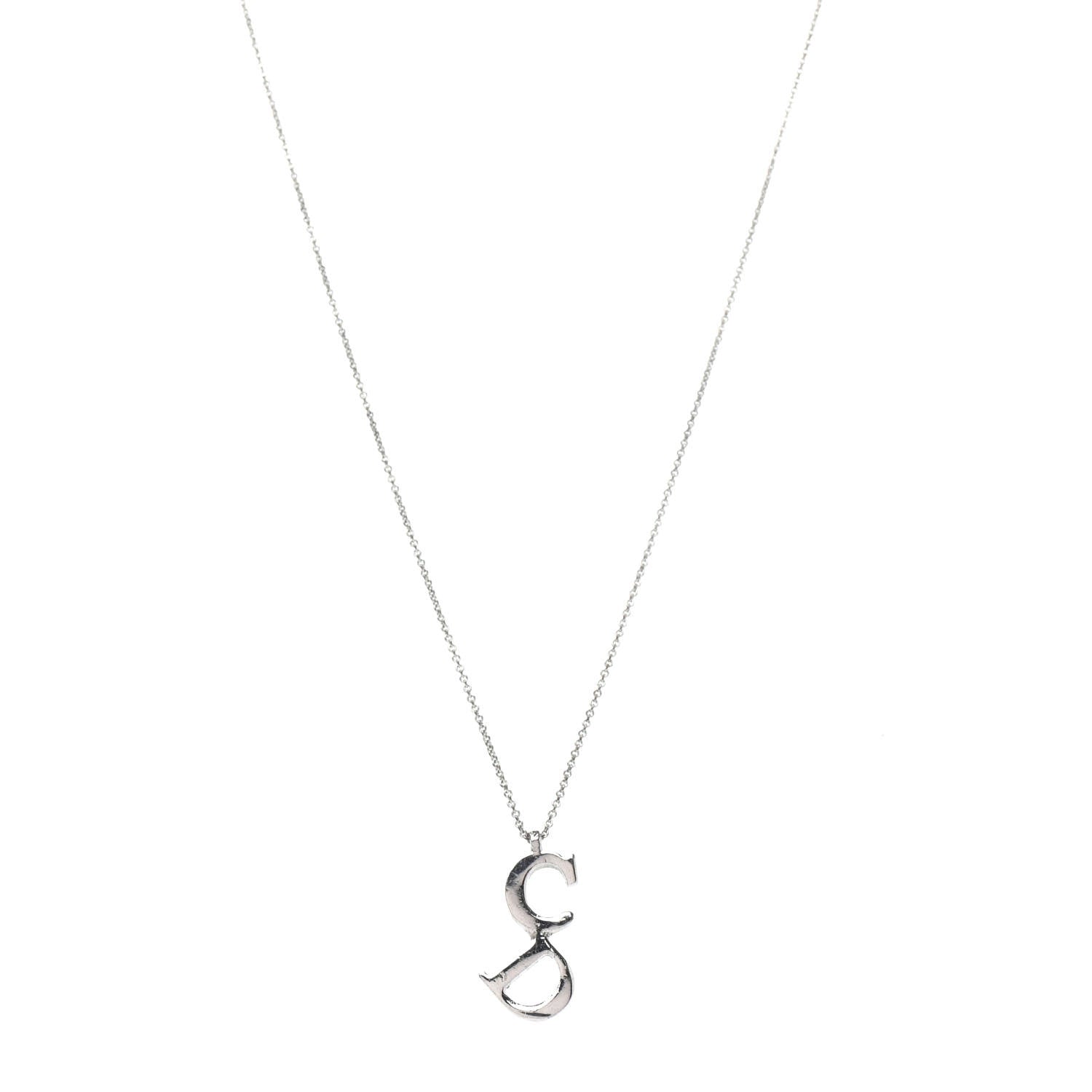 Christian Dior Metal CD Necklace Silver 1 of 4