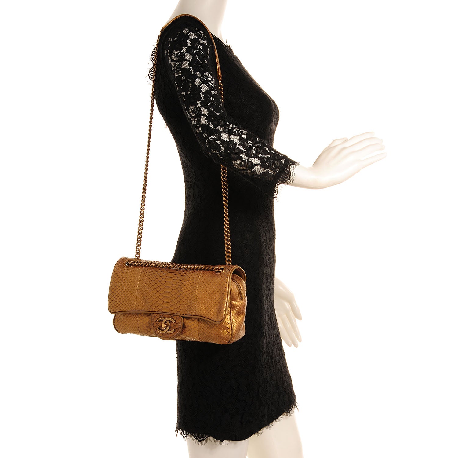 Chanel Python Shiva Flap Dark Gold 2 of 9