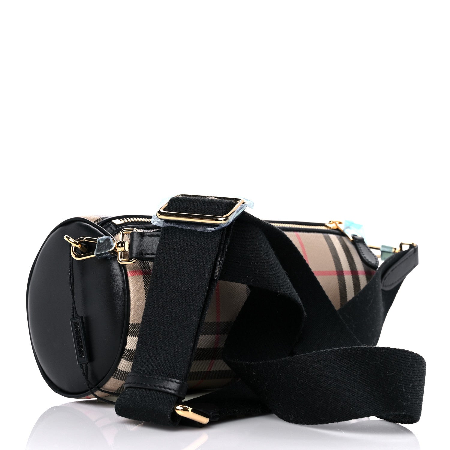 Burberry Vintage Check Calfskin Barrel Bag Beige Black 3 of 8