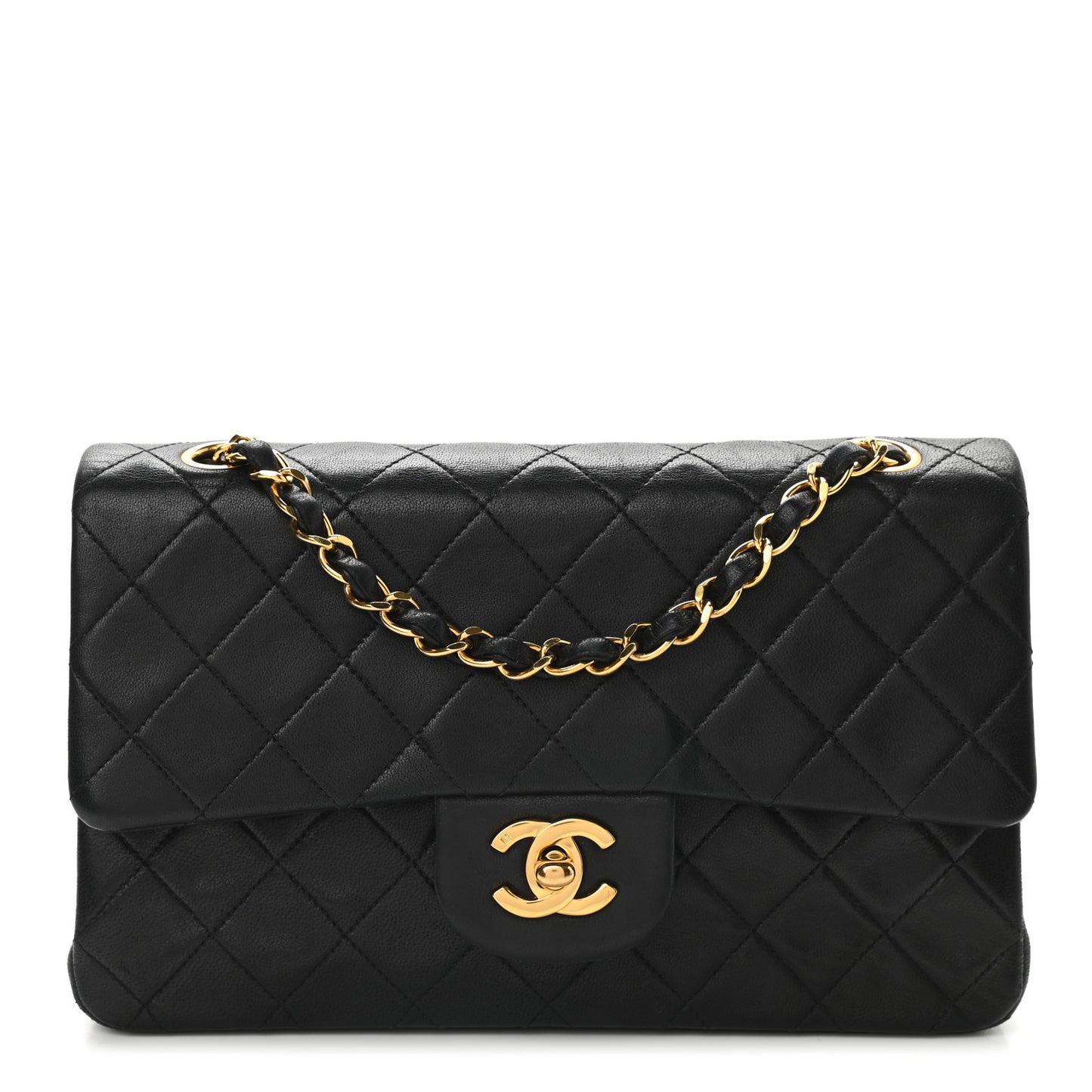 Lambskin Quilted Small Double Flap Black