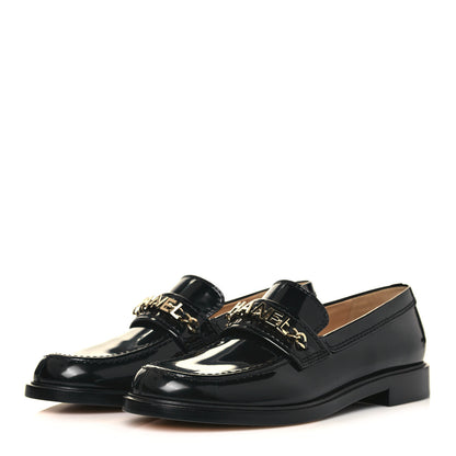 Chanel Shiny Calfskin Logo Loafers 40.5 Black 3 of 8