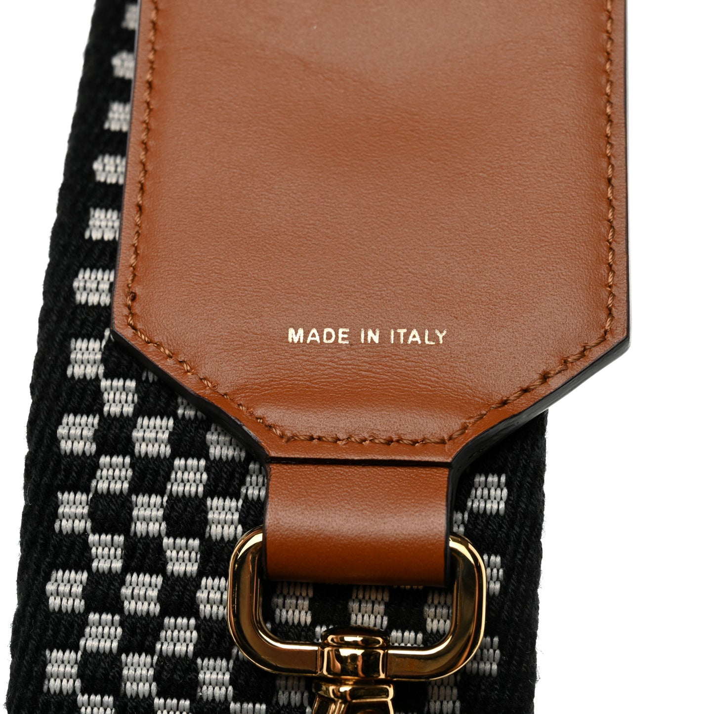 Ribbon Vitello King Logo Embossed Gingham Woven Adjustable Strap You Panna Black Cuoio