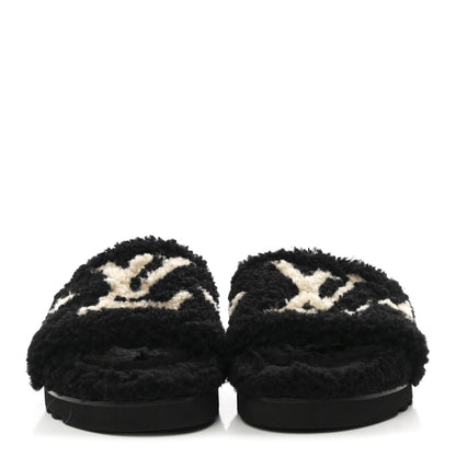 Louis Vuitton Shearling Monogram Giant Paseo Flat Comfort Mule 39 Black 3 of 9