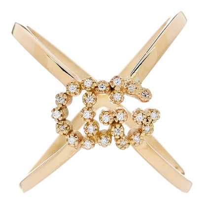 Gucci 18K Yellow Gold Diamond Running G Cross Ring 50 5.5 1 of 6