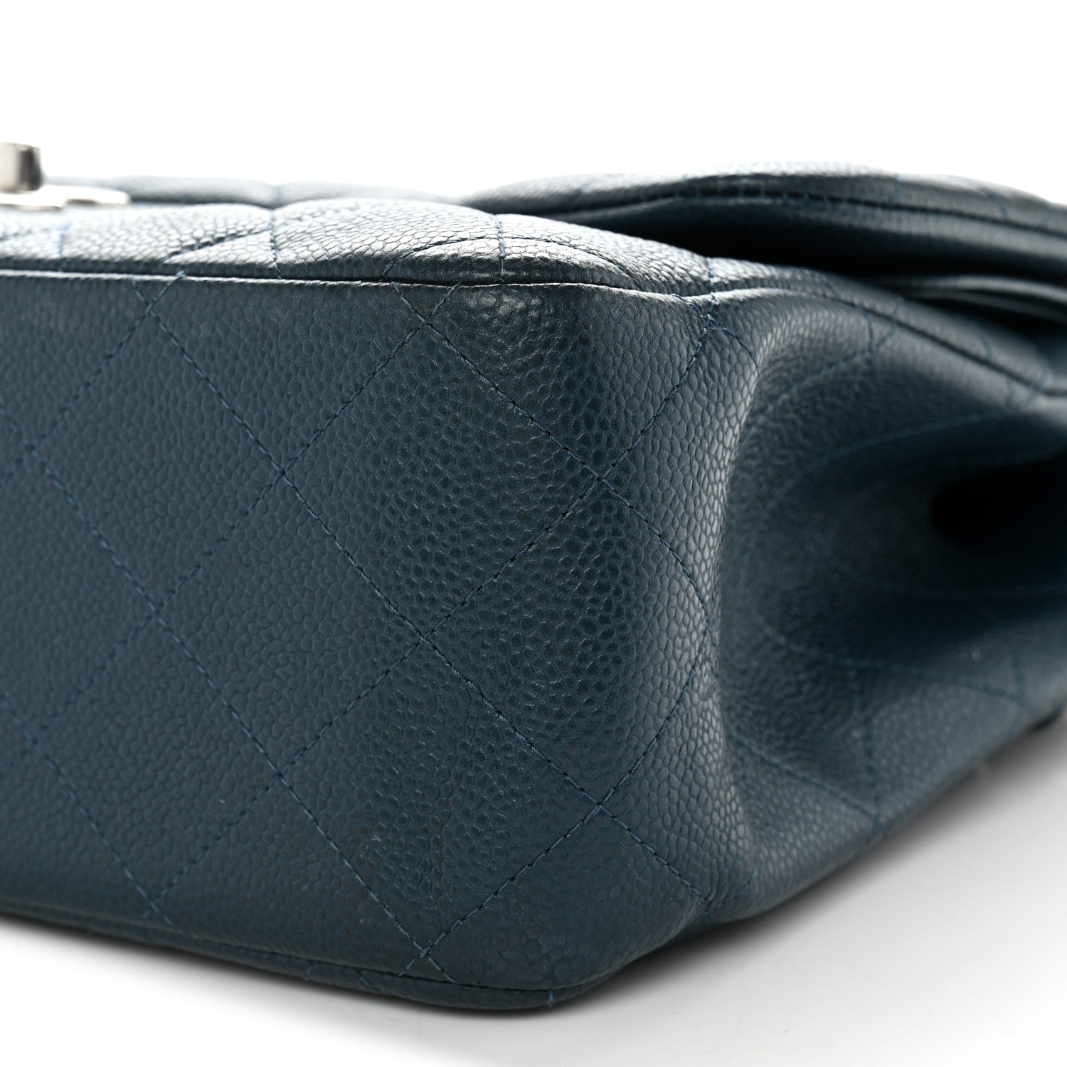 Chanel Metallic Caviar Quilted Jumbo Double Flap Dark Blue 10 of 13