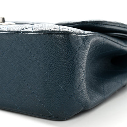 Chanel Metallic Caviar Quilted Jumbo Double Flap Dark Blue 10 of 13