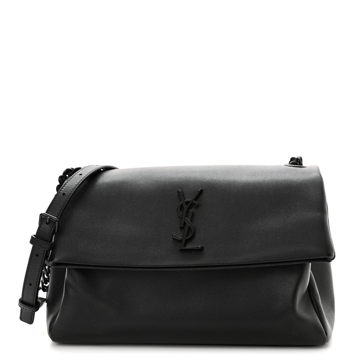Saint Laurent Grain De Poudre Medium West Hollywood Monogram Fold-Over Black 1 of 12