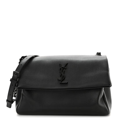 Saint Laurent Grain De Poudre Medium West Hollywood Monogram Fold-Over Black 1 of 12