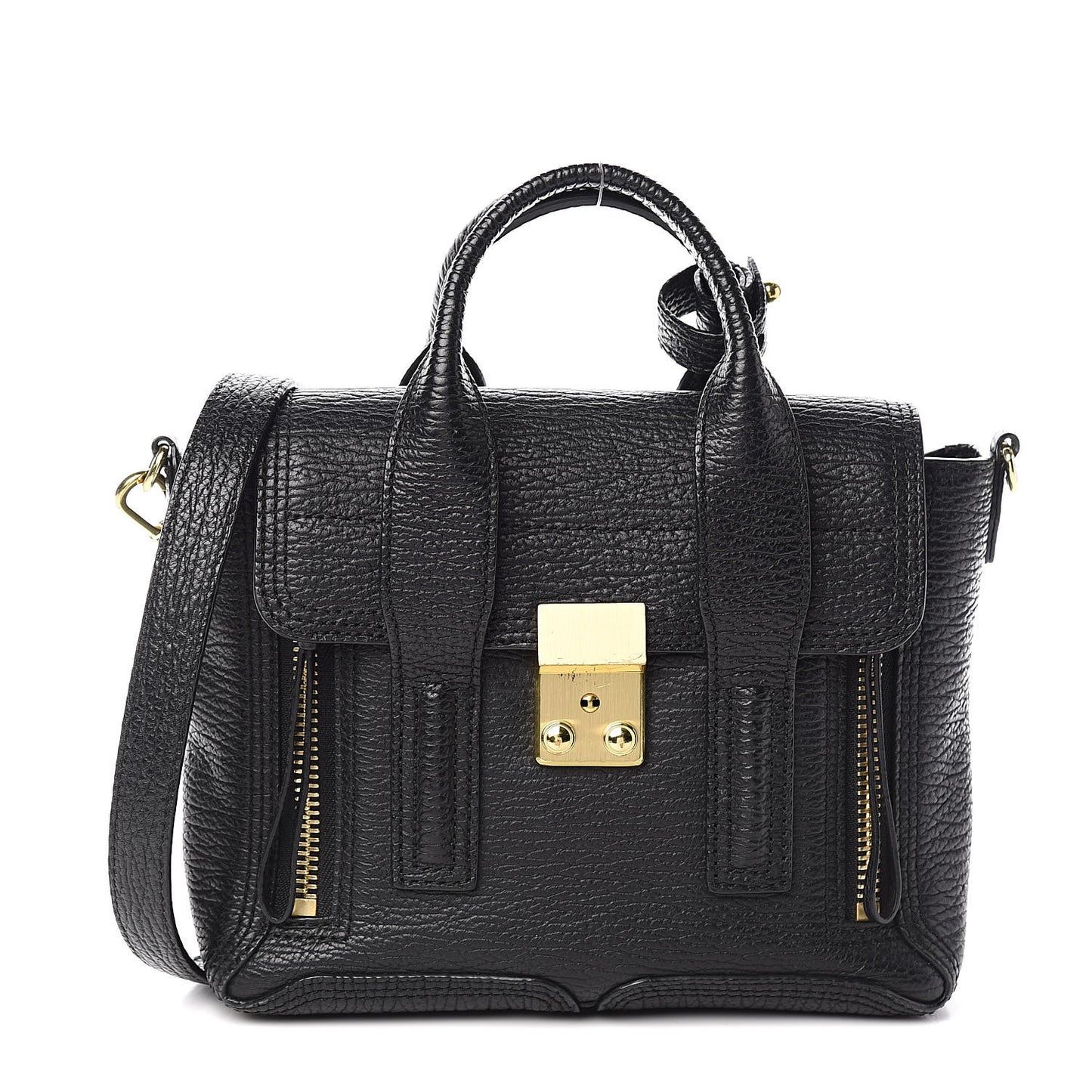 3.1 Textured Calfskin Mini Pashli Satchel Black