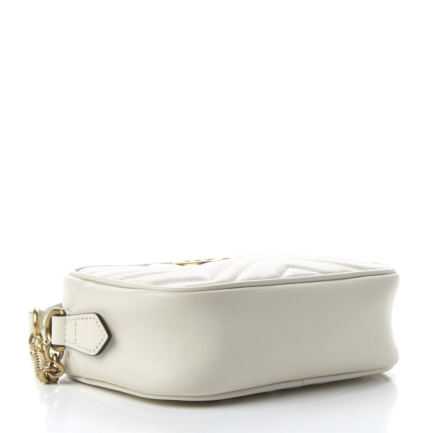 Gucci Calfskin Matelasse Mini GG Marmont Chain Shoulder Bag White 4 of 10