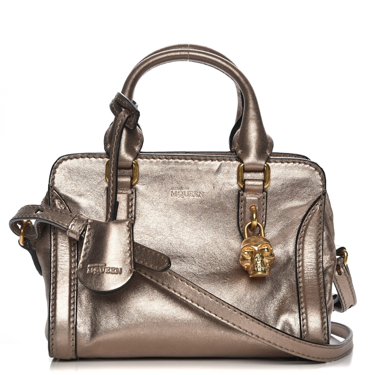 Metallic Calfskin Mini Padlock Tote Skin