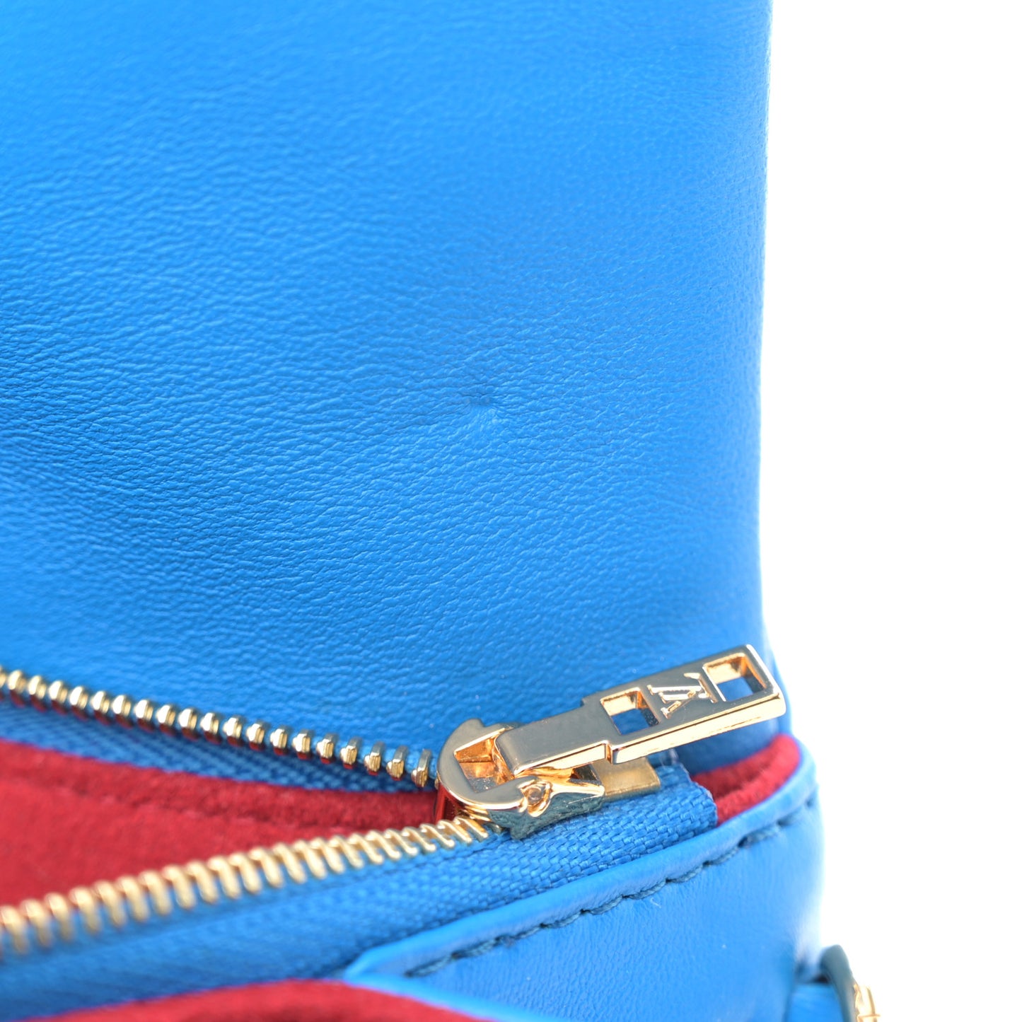 Lambskin Embossed Monogram Vuittamins Pochette Coussin Blue Red