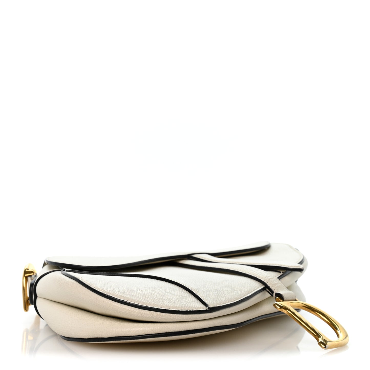 Grained Calfskin Saddle Bag White