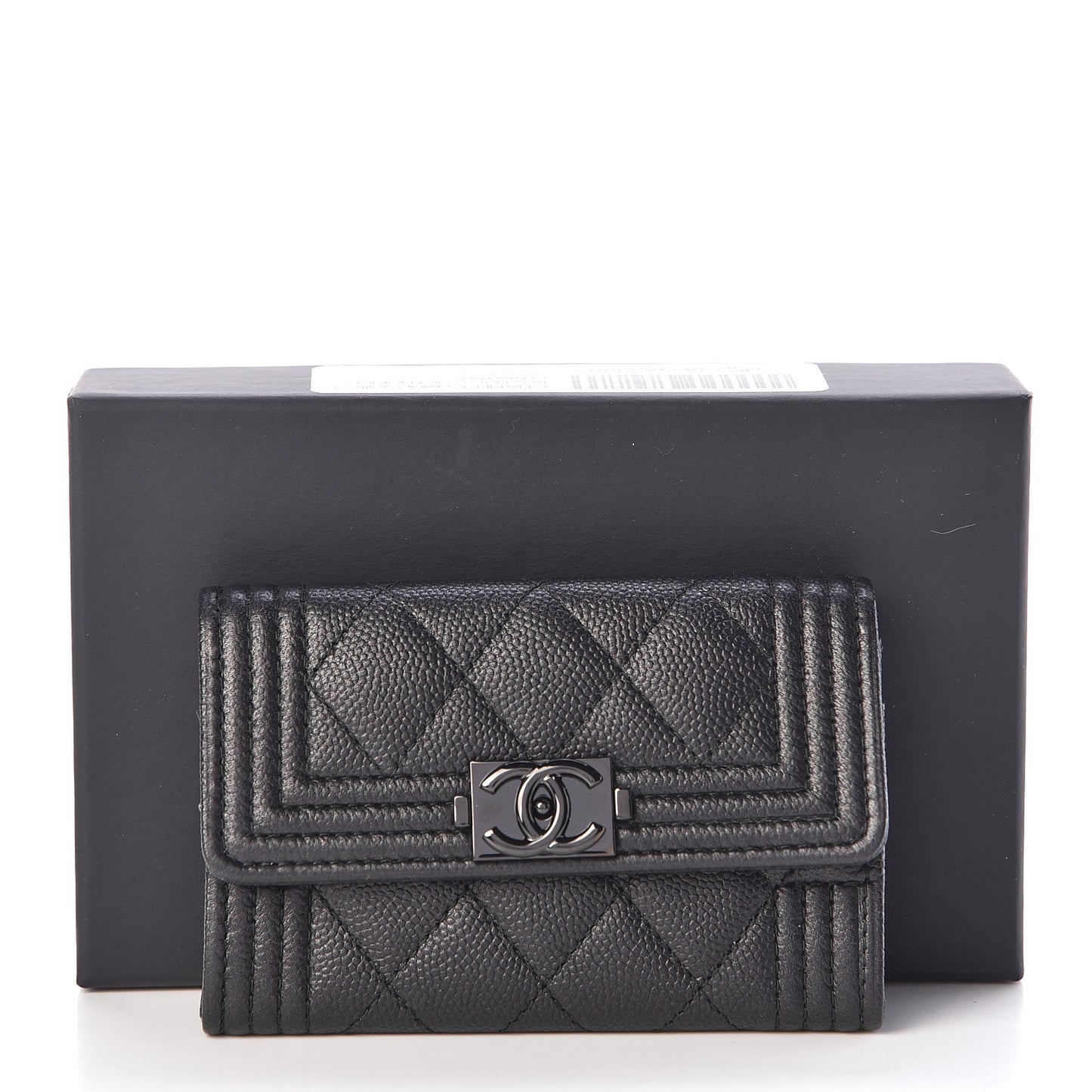 Caviar Quilted Boy Flap Card Holder So Black