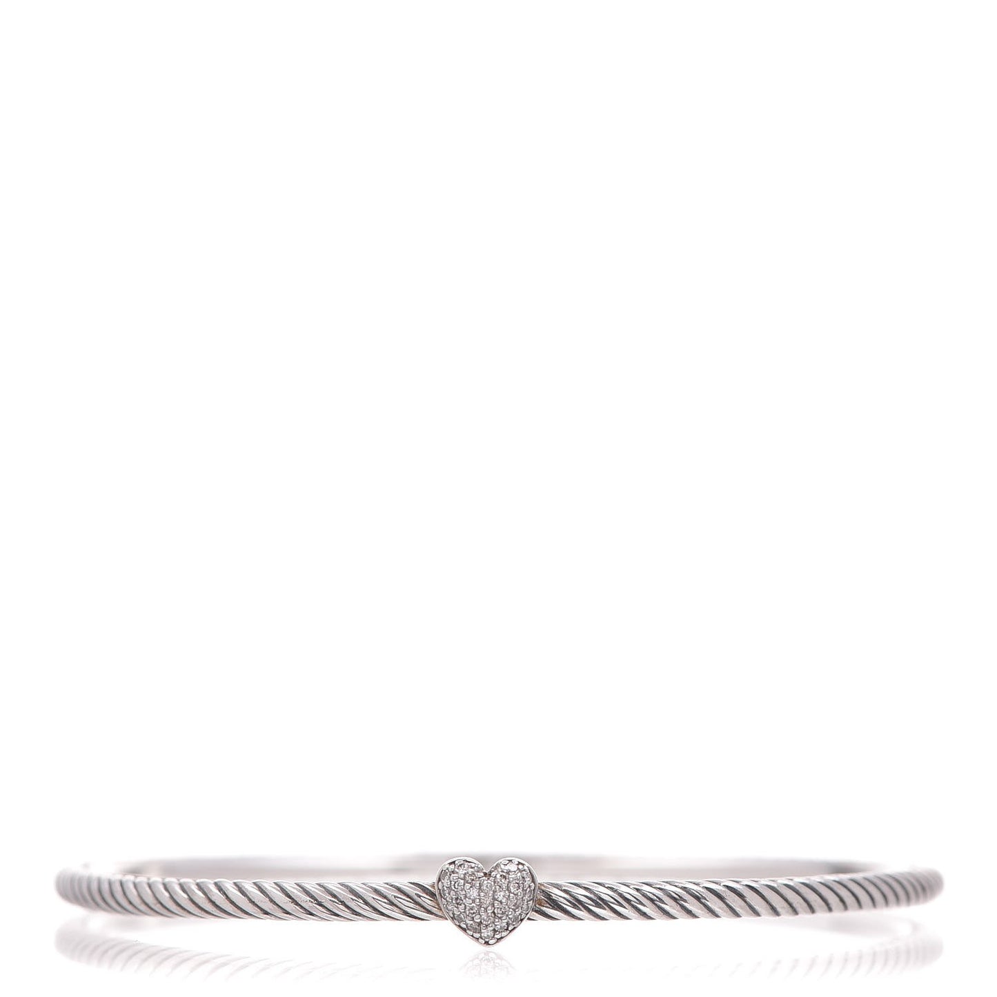 Sterling Silver Diamond Cable Collectibles Heart Bracelet