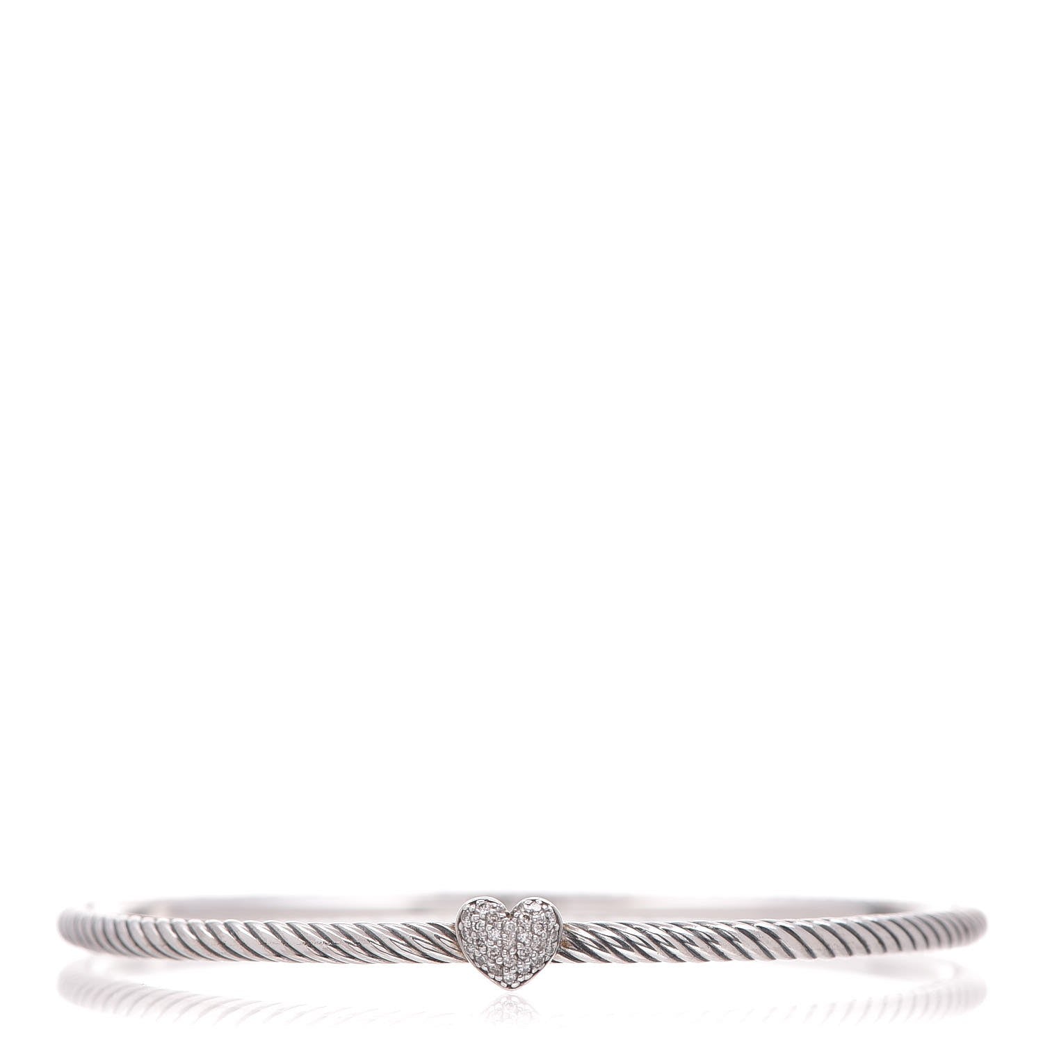 David Yurman Sterling Silver Diamond Cable Collectibles Heart Bracelet 1 of 4