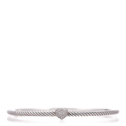 David Yurman Sterling Silver Diamond Cable Collectibles Heart Bracelet 1 of 4