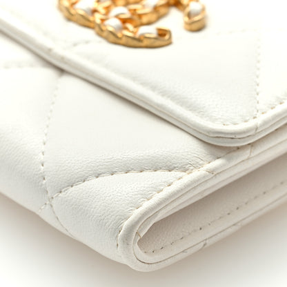 Chanel Lambskin Quilted Chanel 19 Flap Coin Purse With Chain White 9 of 9