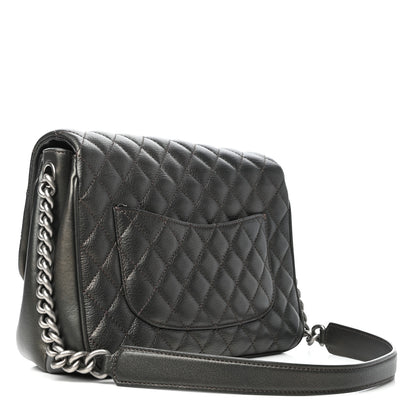 Chanel Metallic Goatskin Quilted Medium Rock In Rome Flap Charcoal 3 of 10