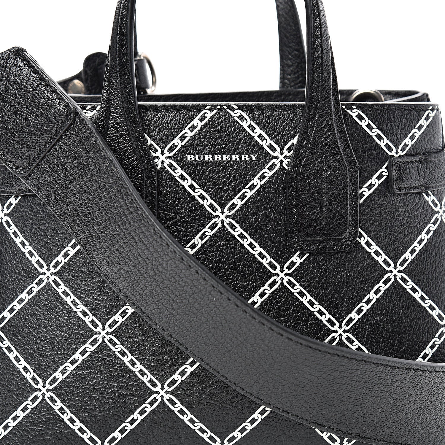 Burberry Goatskin Link Print Baby Banner Tote Black 8 of 11