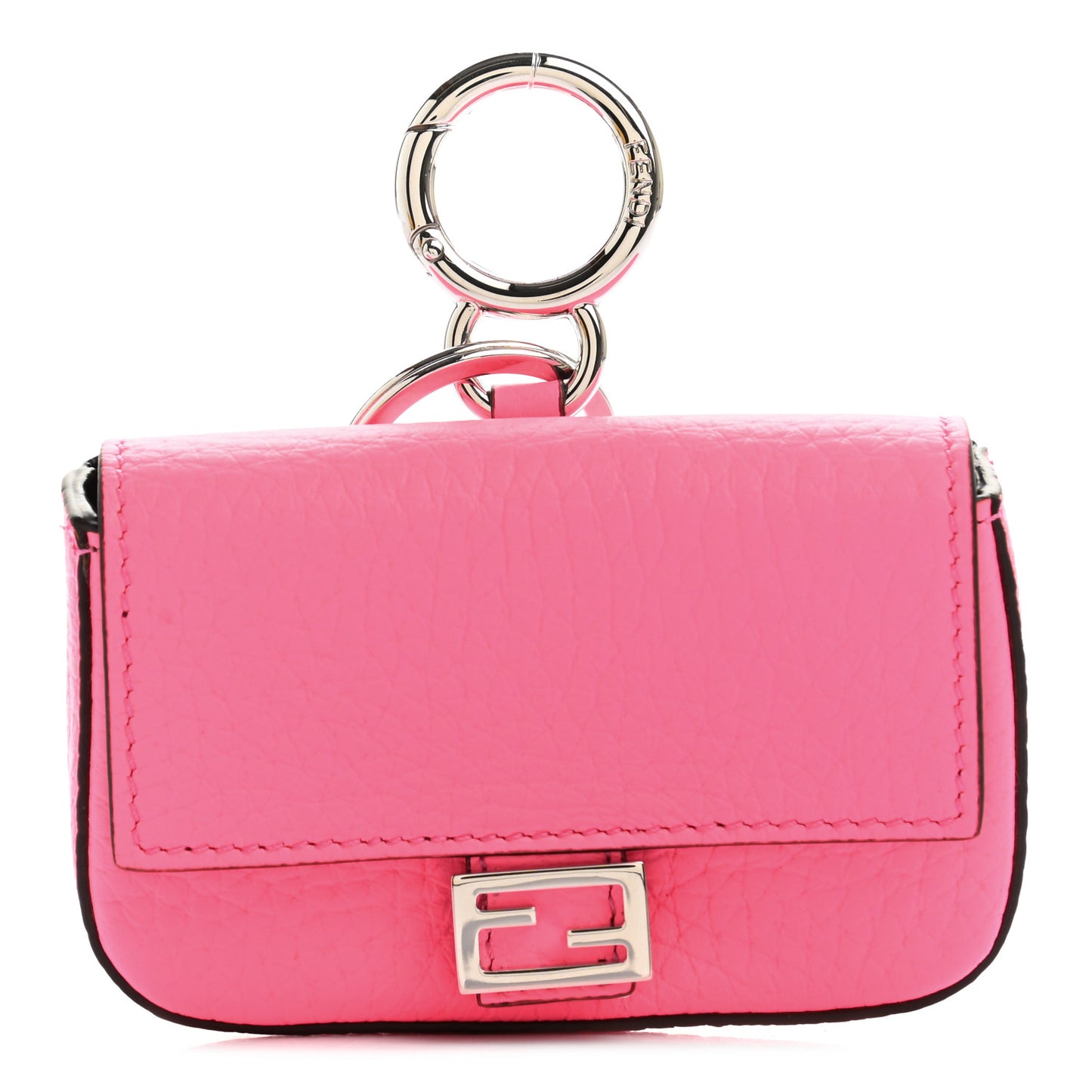 Cuoio Romano Micro Baguette Charm Rosa Fluo