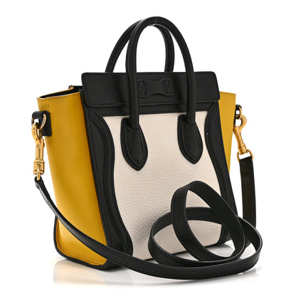Celine Elephant Calfskin Nano Tri-Color Luggage Yellow 3 of 10