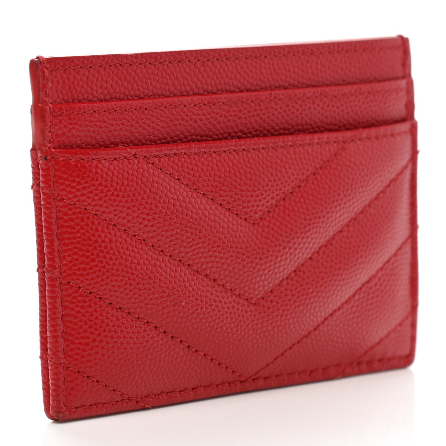 Grain De Poudre Matelasse Chevron Monogram Credit Card Case Bandana Red