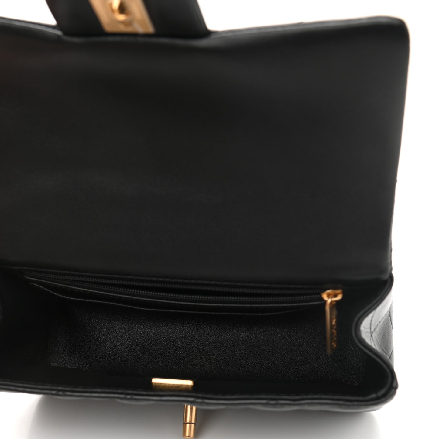 Lambskin Quilted Mini Top Handle Rectangular Flap Black