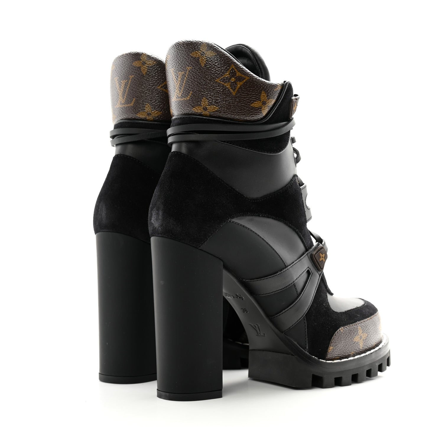 Suede Calfskin Monogram Star Trail Ankle Boots 39 Black