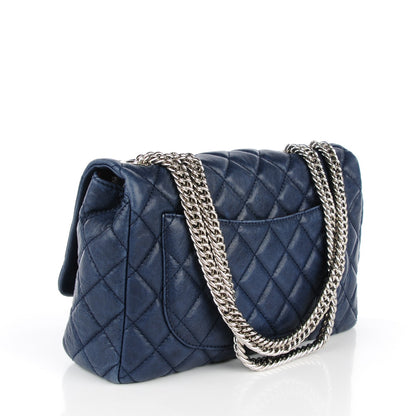 Chanel Washed Lambskin Quilted Jumbo Single Flap Bijoux Chain Navy 3 of 8