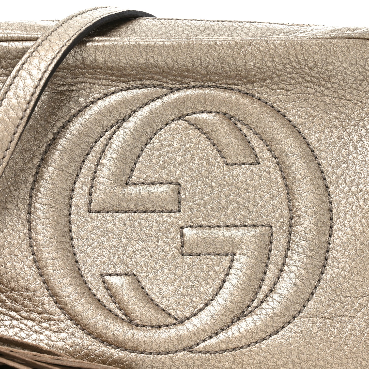 Gucci Metallic Pebbled Calfskin Small Soho Disco Bag Golden Beige 8 of 10