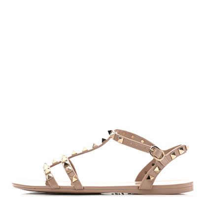 Valentino Garavani PVC Jelly Rockstud Caged Sandals 37 Poudre 1 of 7