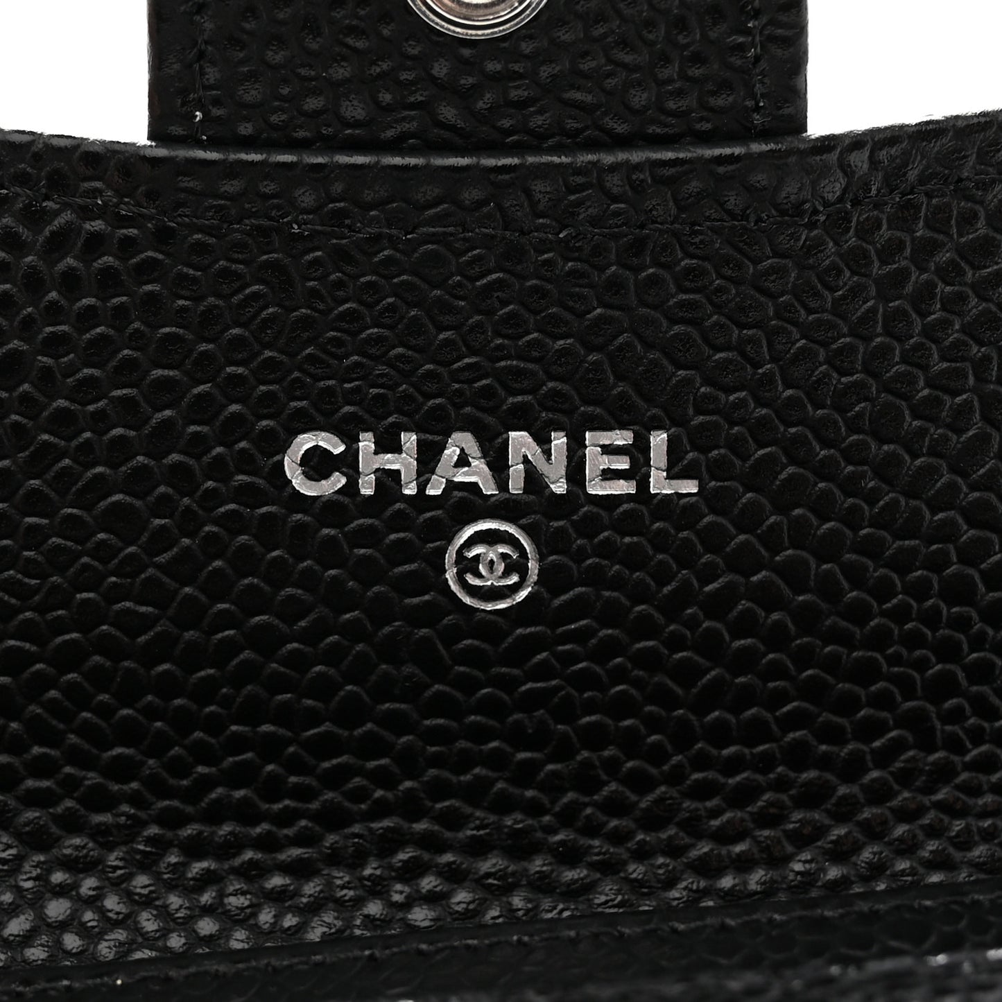 Caviar Quilted Flap Card Holder Wallet Black