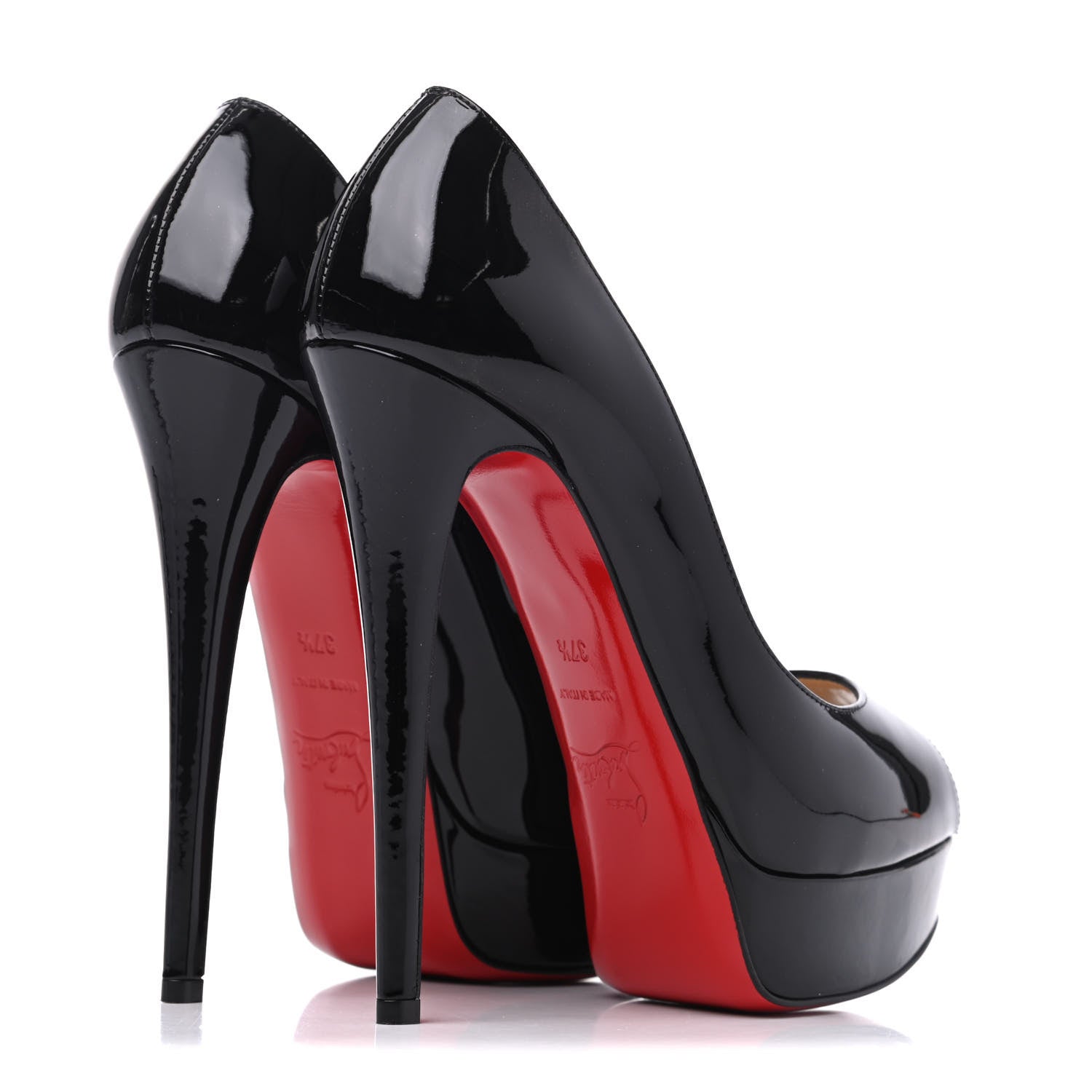 Christian Louboutin Patent Lady Peep 150 Pumps 37.5 Black 4 of 10