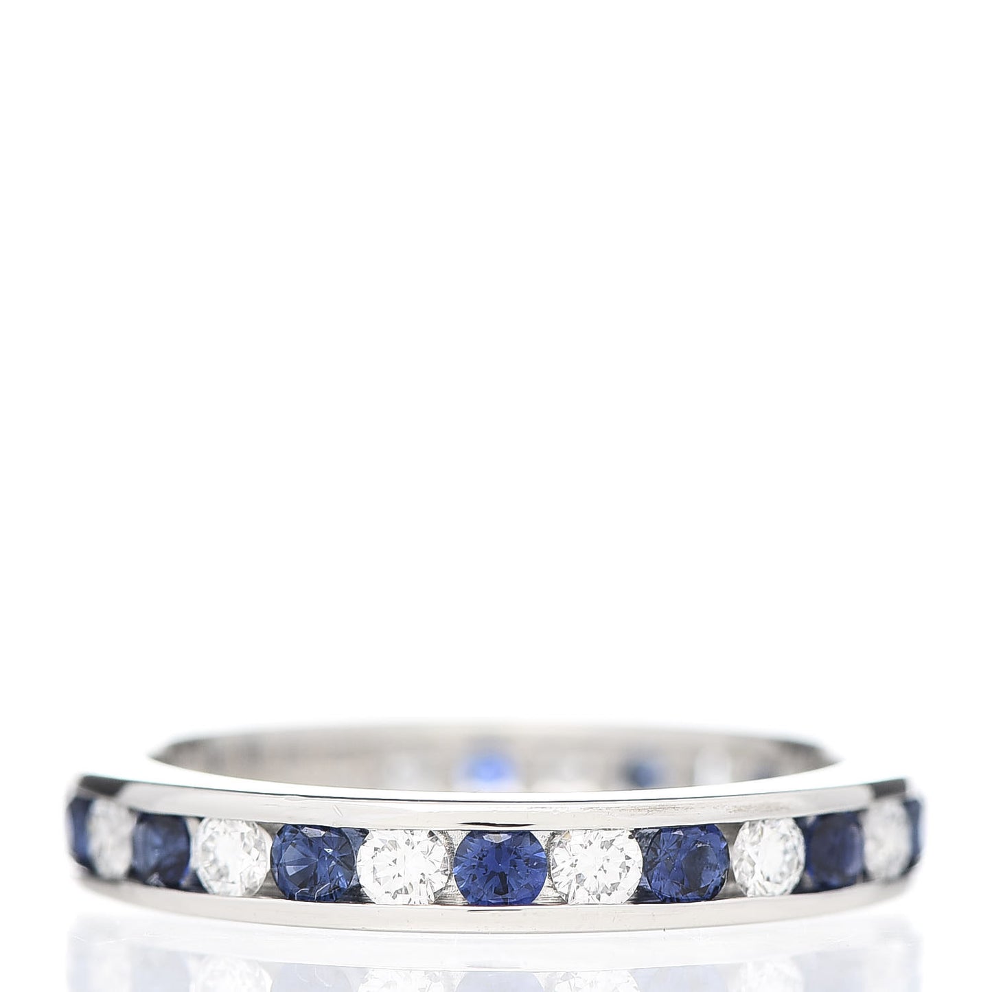 Platinum Diamond Blue Sapphire Eternity Band Ring 52 6