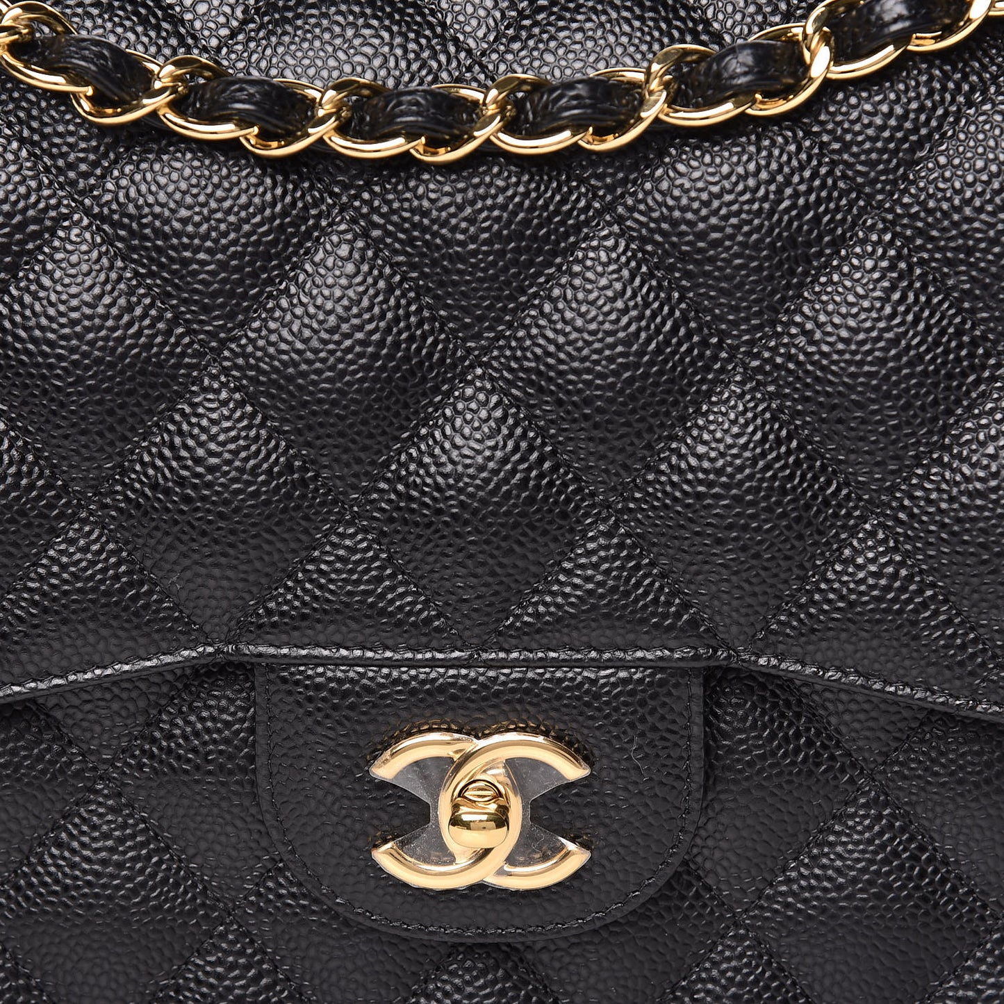 Caviar Quilted Jumbo Double Flap Black