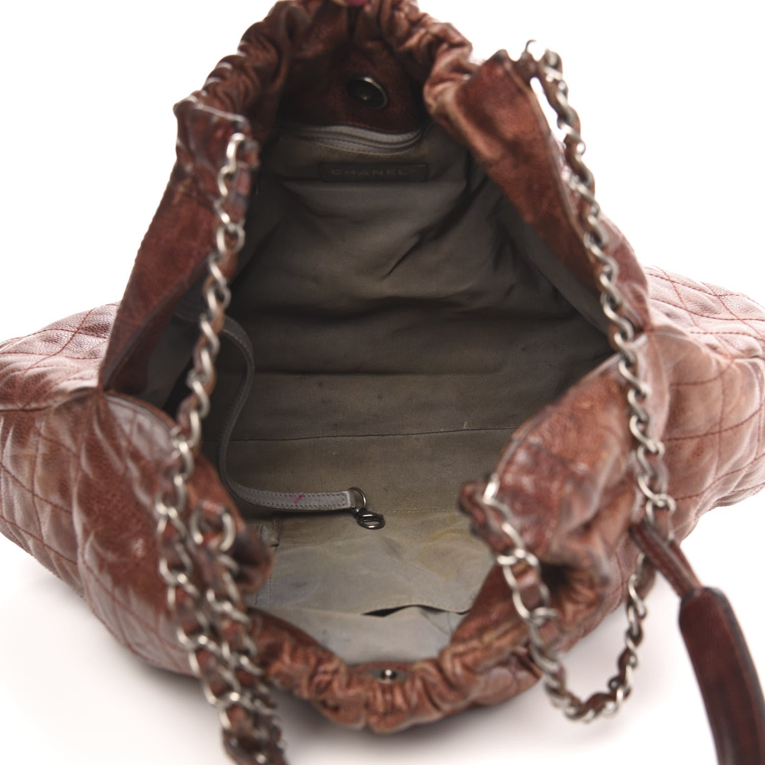 Chanel Distressed Glazed Caviar Quilted Medium Elastic Tote Burgundy 5 of 15