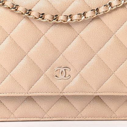 Chanel Iridescent Caviar Quilted Wallet On Chain WOC Beige 9 of 12