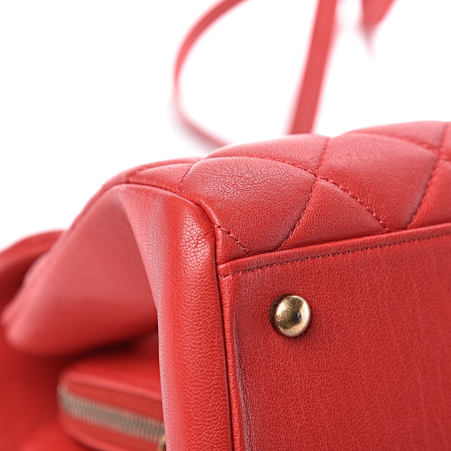 Chanel Shiny Sheepskin Quilted Large Trapezio Flap Red 11 of 12