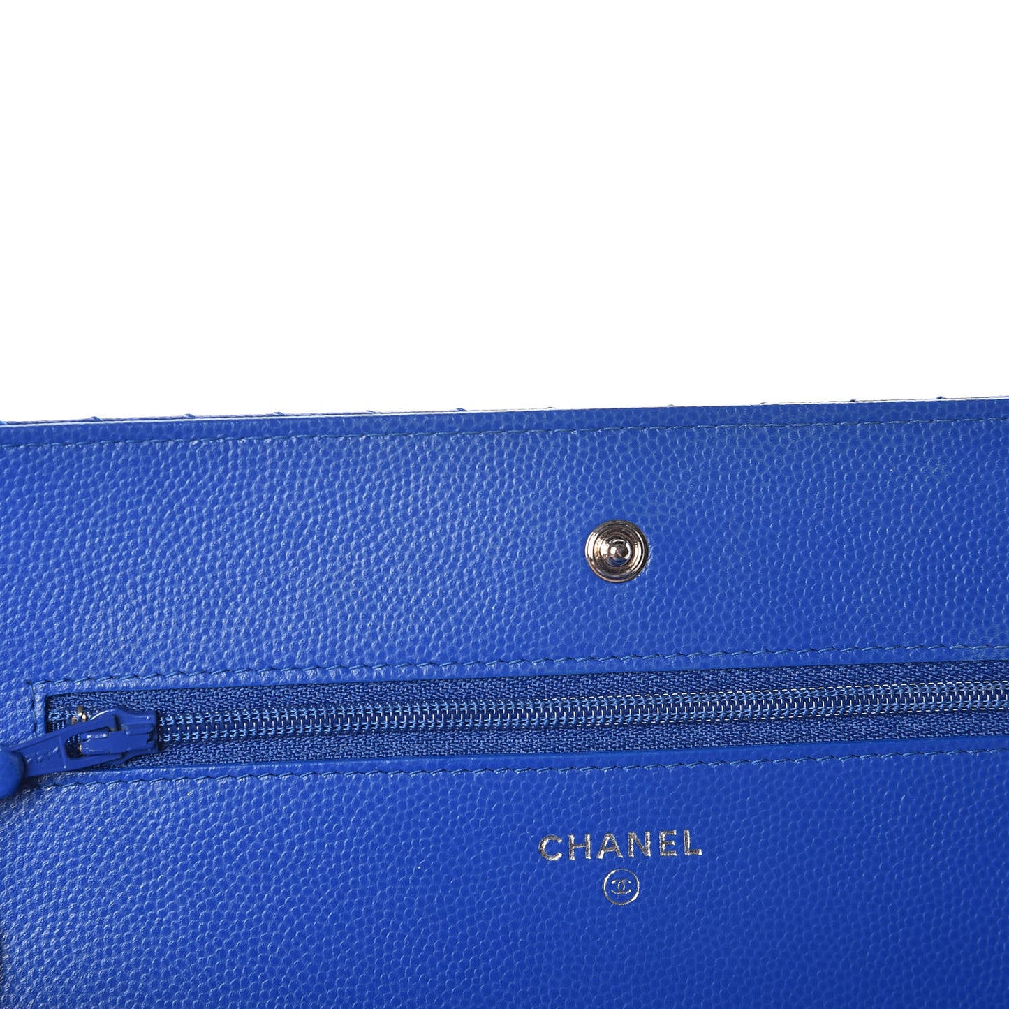 Caviar Chevron Quilted Wallet On Chain WOC Bright Blue