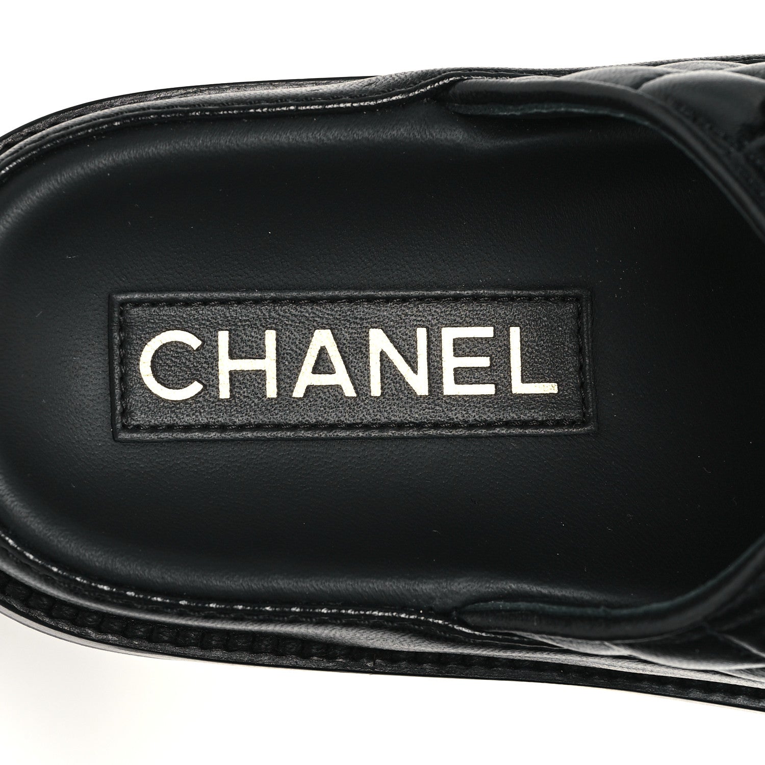 Chanel Lambskin Quilted Velcro Dad Chain CC Slide Sandals 37 Black 8 of 10