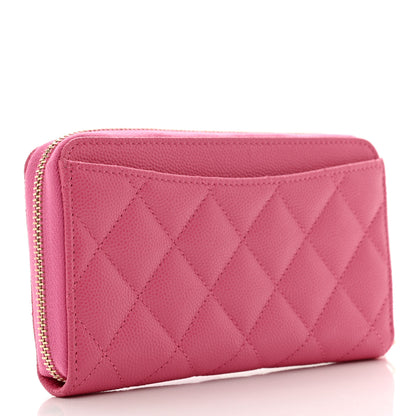 Chanel Caviar Quilted Medium Zip Around Wallet Pink 3 of 9