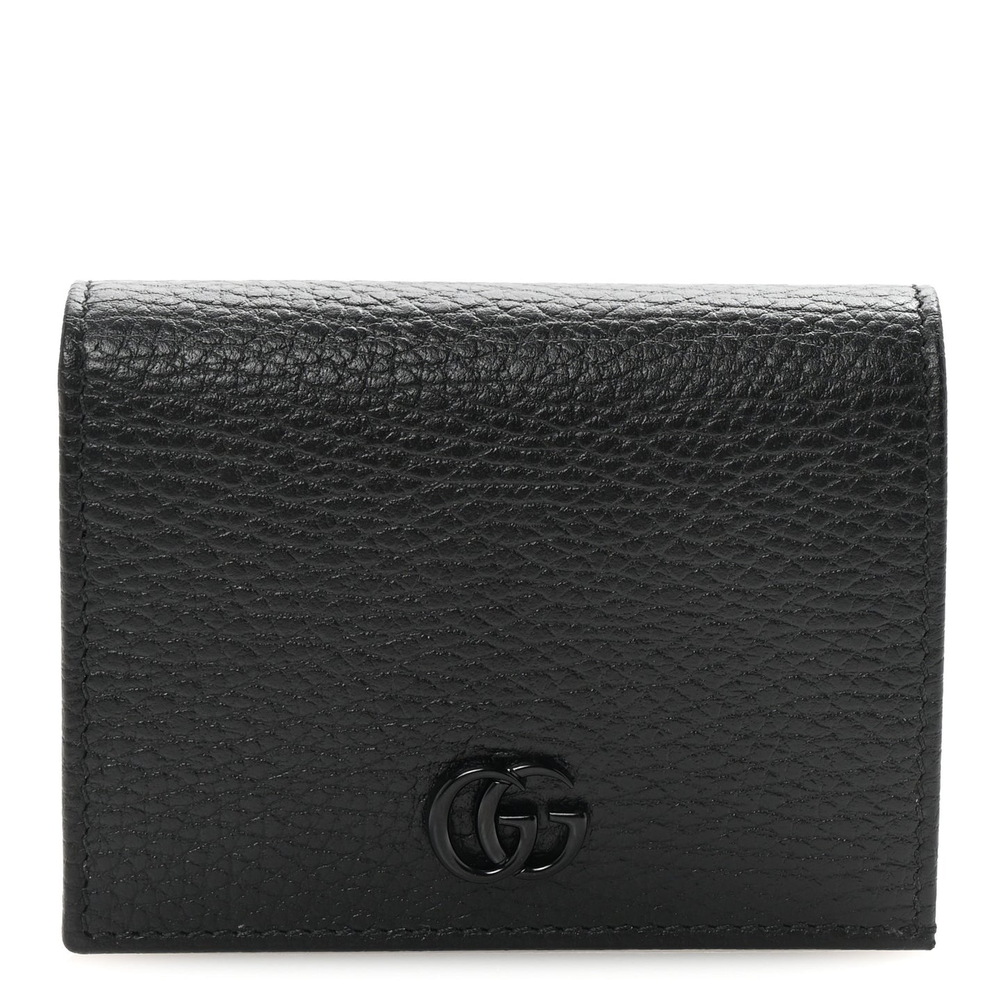 Dollar Calfskin Enamel Monochrome GG Marmont Card Case Black
