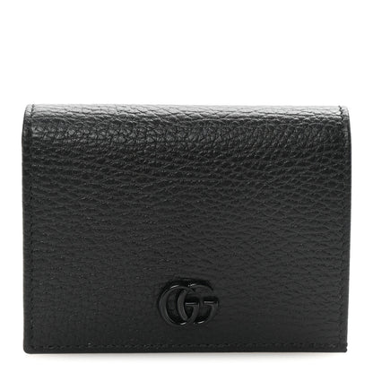 Gucci Dollar Calfskin Enamel Monochrome GG Marmont Card Case Black 1 of 7
