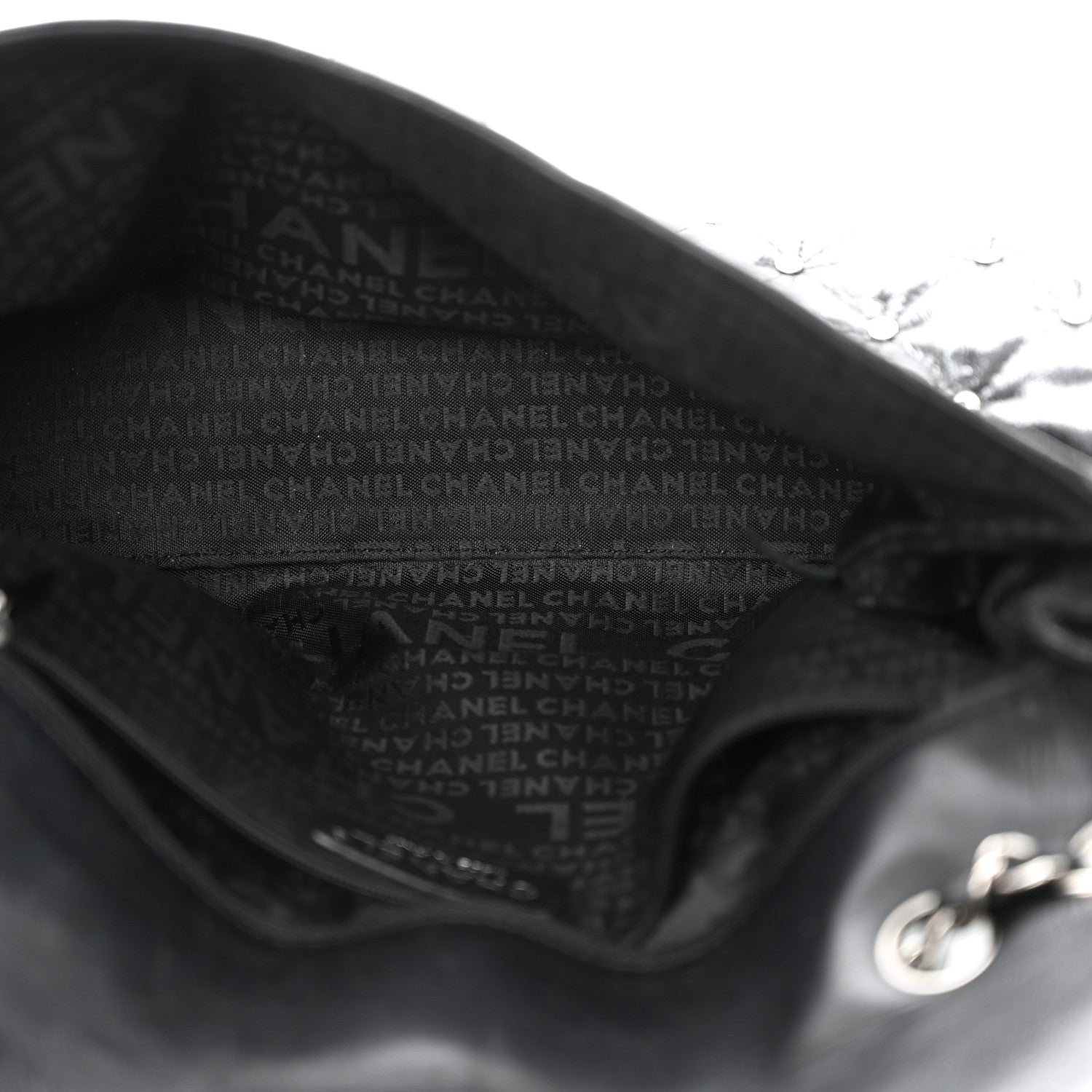 Chanel Glazed Crackled Calfskin Quilted Studded Mademoiselle Flap Black 5 of 10