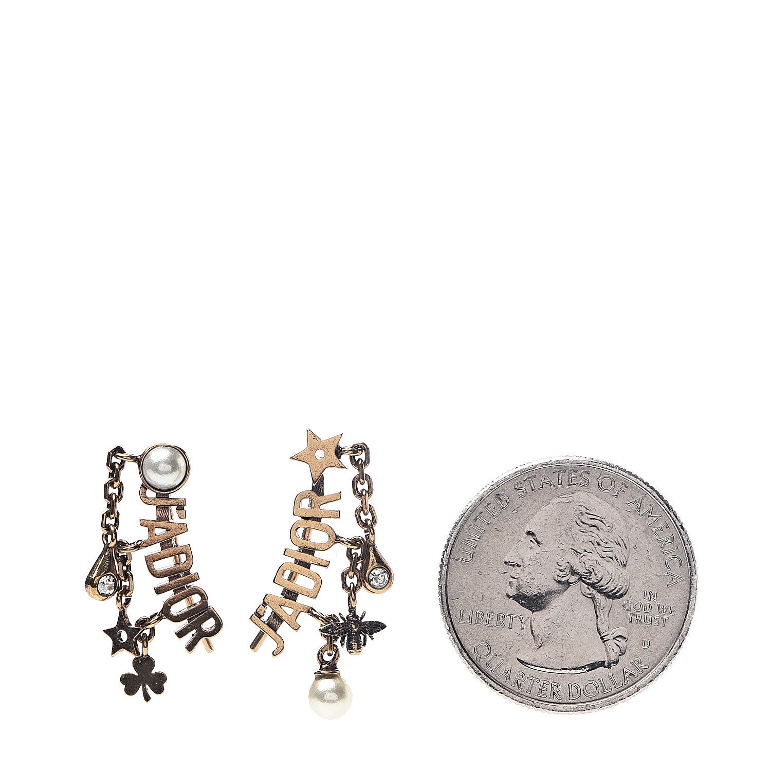 Christian Dior Pearl Crystal J'Adior Earrings Aged Gold 2 of 4