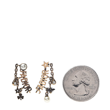 Christian Dior Pearl Crystal J'Adior Earrings Aged Gold 2 of 4
